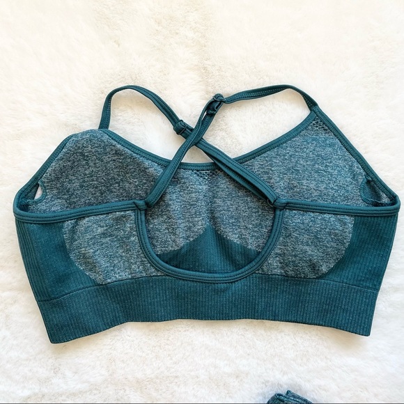 TWO PIECE WORKOUT SET Leggings and Sports Bra Size Small Gym Compression - Picture 3 of 12